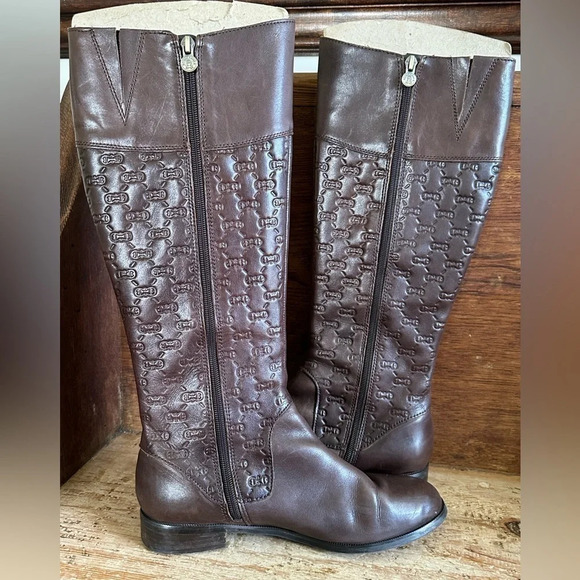 NWOB Women’s ETIENNE AIGNER 8 LEATHER Tall Riding Boots - Picture 3 of 12